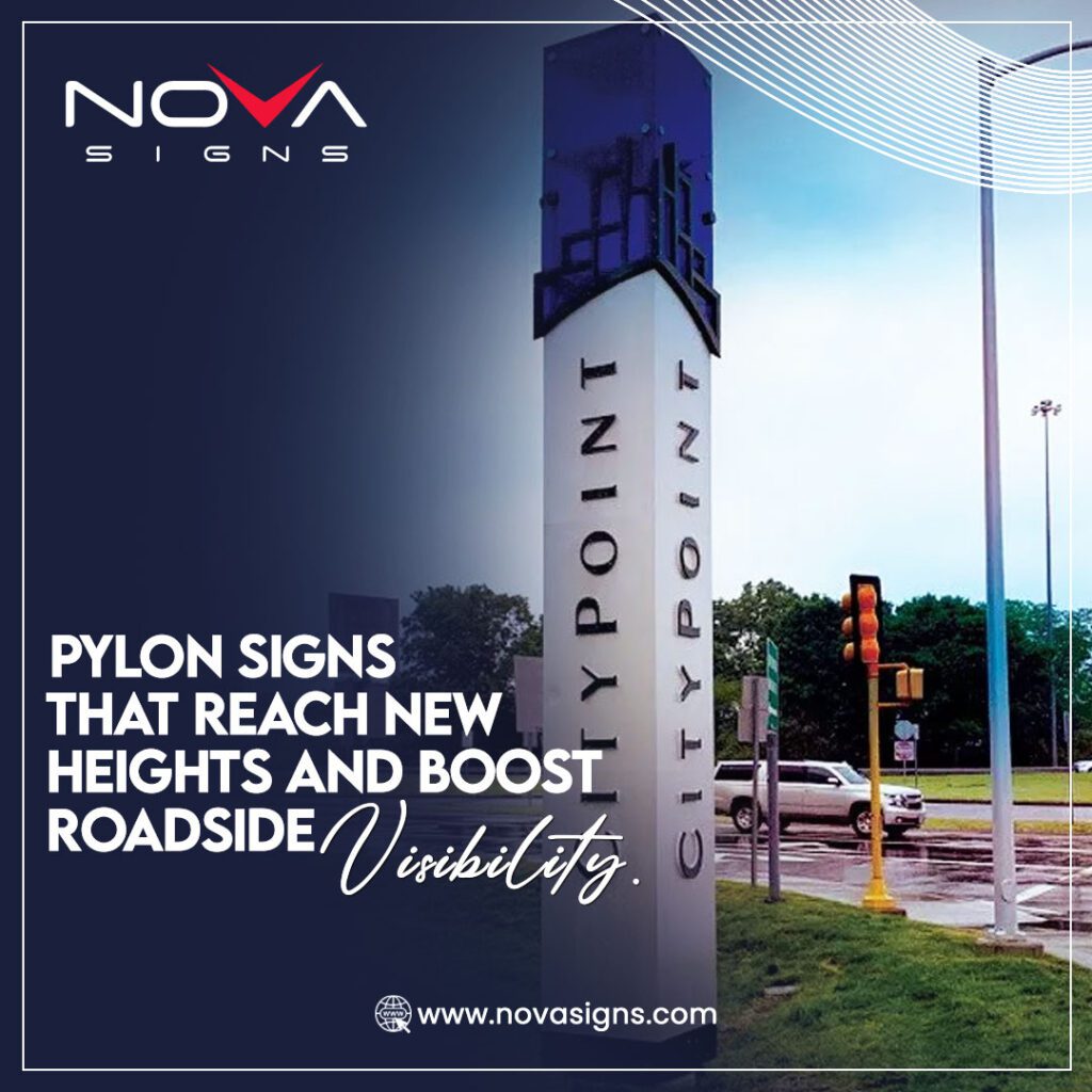 A LED pylon sign that stands tall, offering high roadside visibility for businesses and enhancing brand presence along a busy highway.