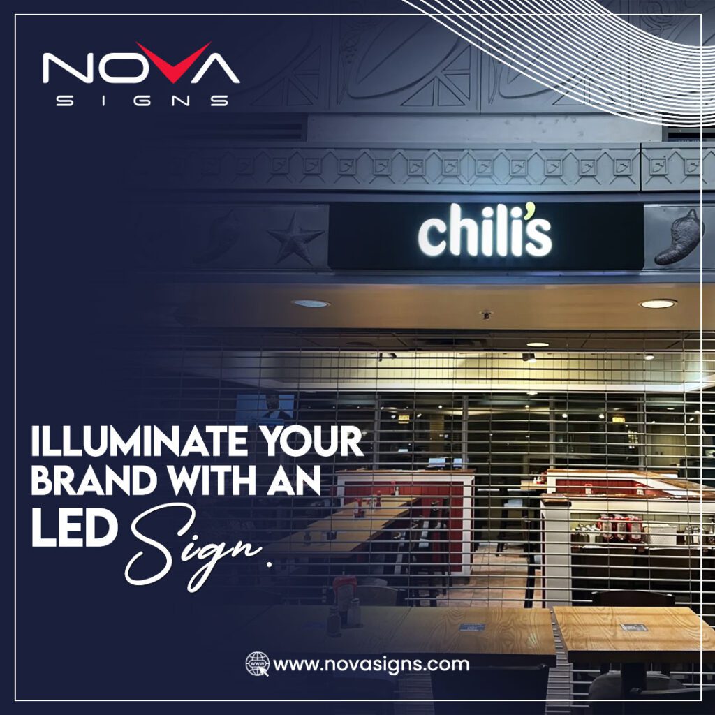 LED business sign – Bright, energy-efficient illuminated signage for restaurants, retail stores, and commercial branding.