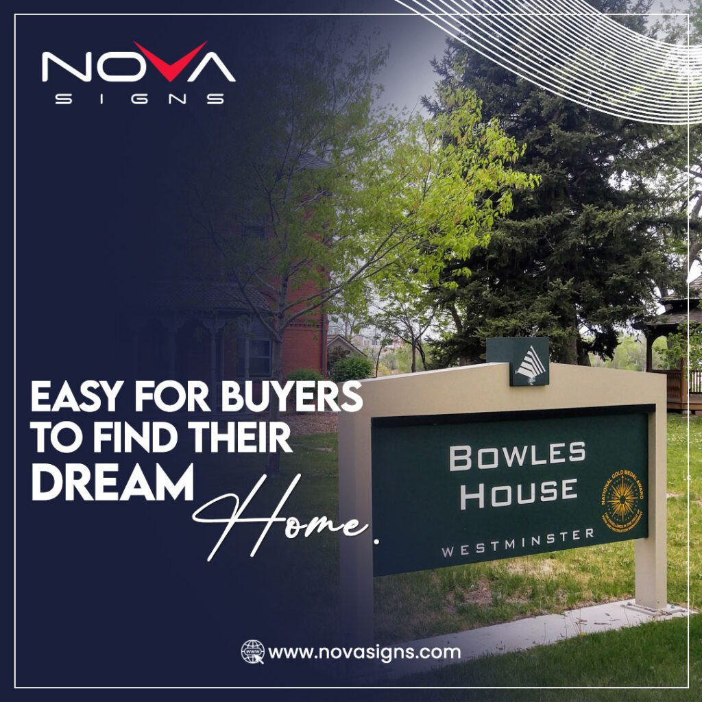 A real estate yard sign for the Bowles House located in Westminster, helping buyers easily locate their dream home.