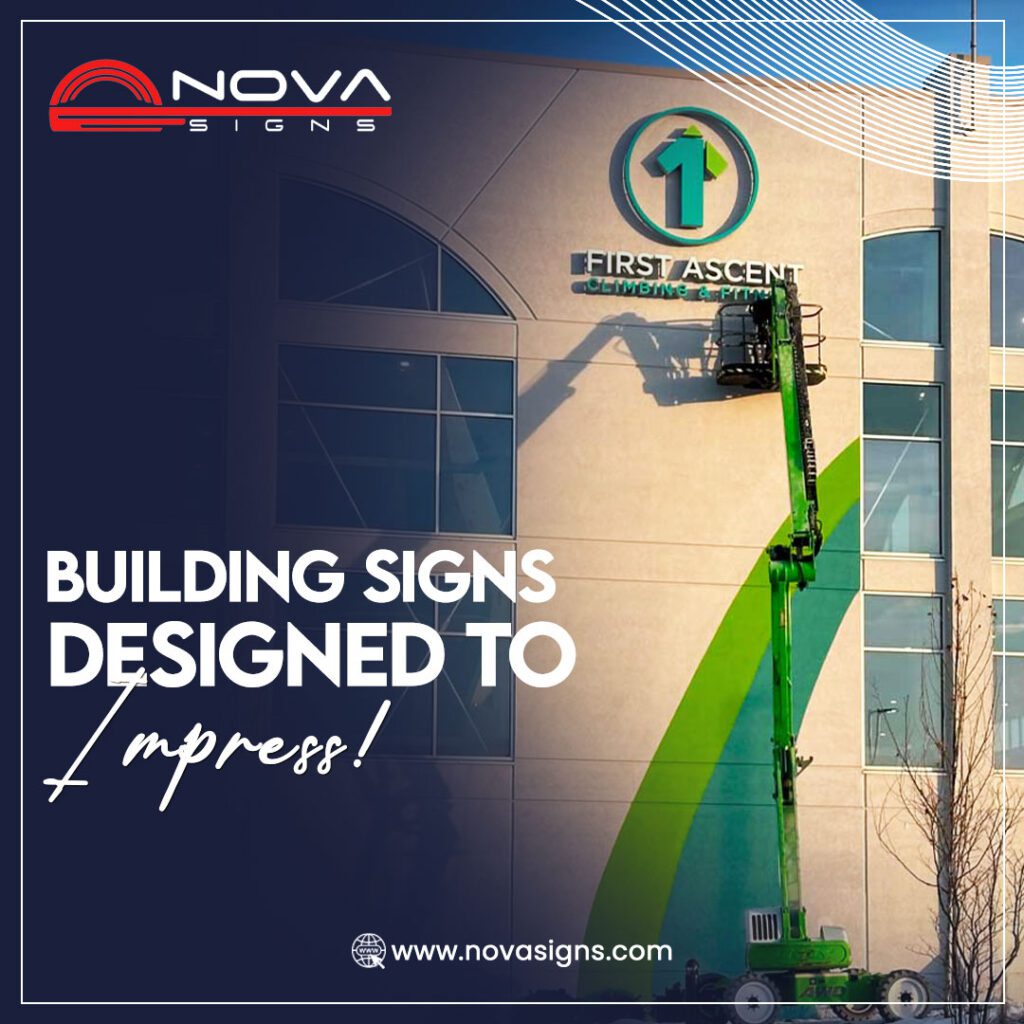 Custom building sign – High-quality exterior signage for commercial buildings, enhancing brand visibility and professional appeal.