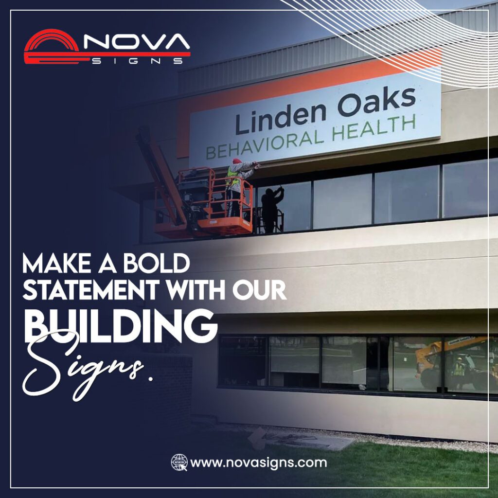 Exterior building sign – Custom business signage for commercial buildings, enhancing brand recognition and professional appeal.